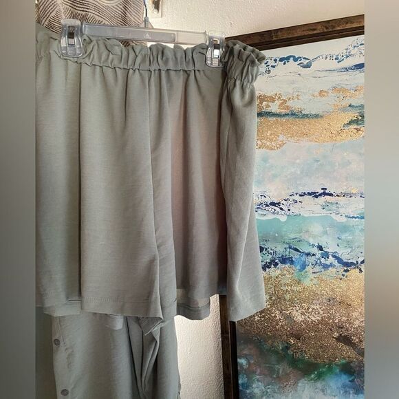 Fashion Nova Casual Brunch Short Shirt Set Light Green Size 1X 2 Pieces NWT - Picture 14 of 15